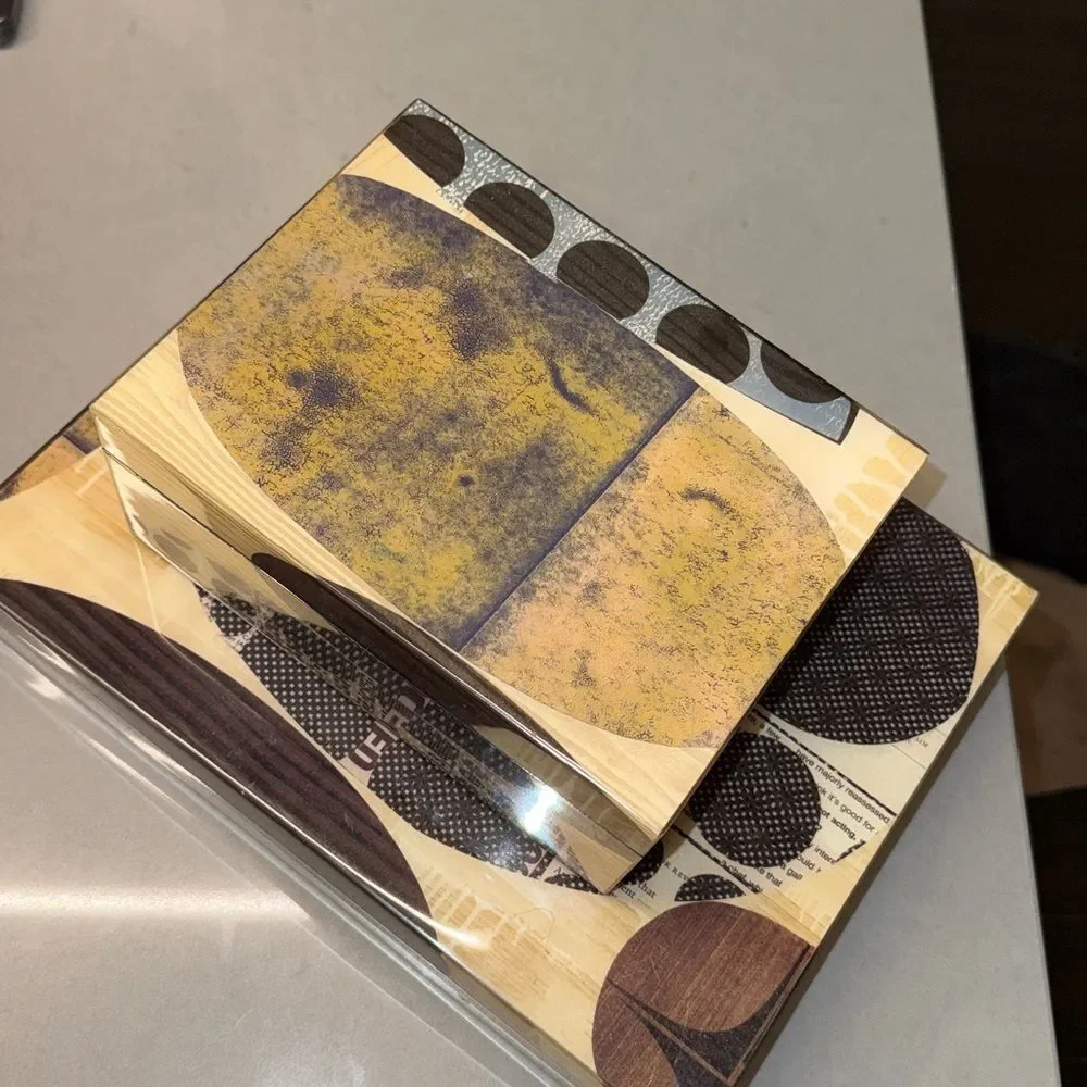 Abstract Patterned Wooden Boxes for Decor